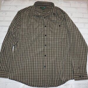 Gray and tan plaid Luxury Microfiber long sleeve button-down shirt David Taylor